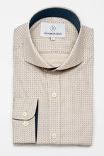 Load image into Gallery viewer, NAVY DOT BEIGE POPLIN
